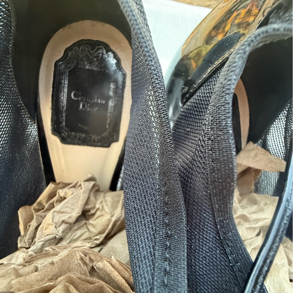 Christian Dior Patent Leather And Mesh
Peep Toe Lace Up Heeled Ankle Booti39 1/2 - Picture 10 of 14
